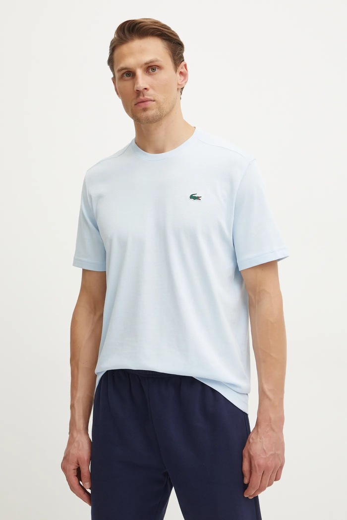 Lacoste T-shirt męski bawełniany niebieski TH7618