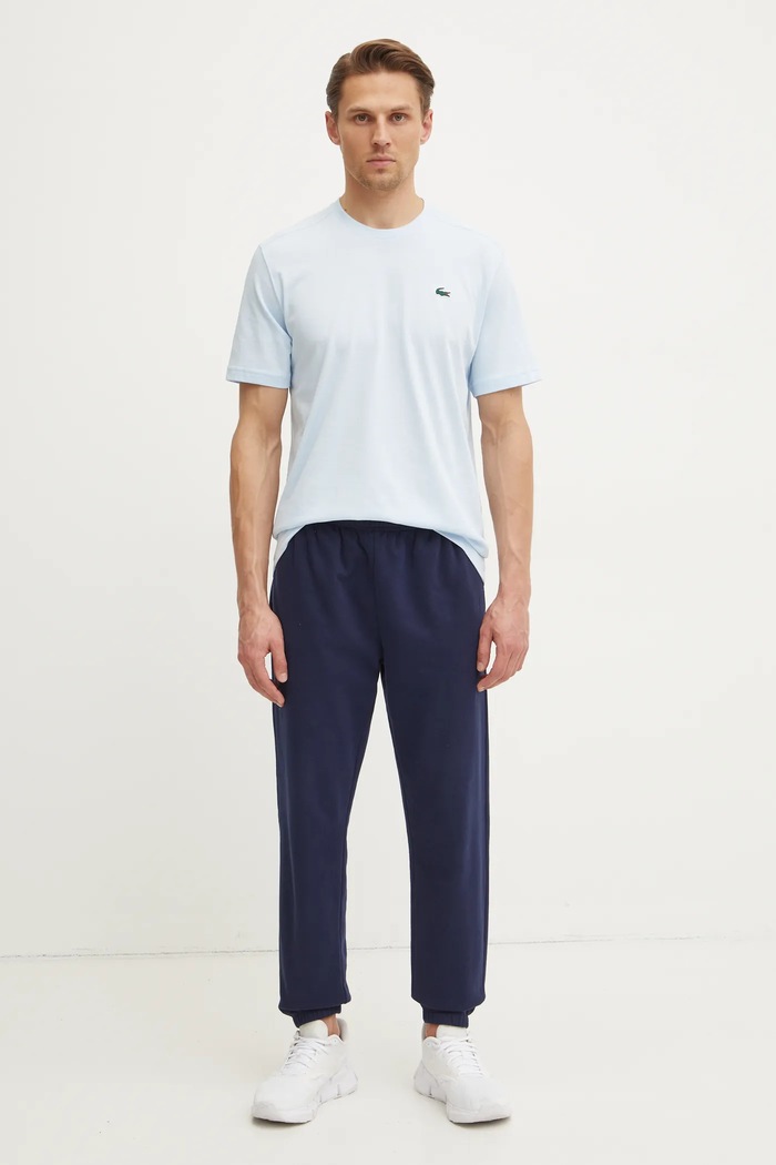 Lacoste T-shirt męski bawełniany TH7618 niebieski SS26