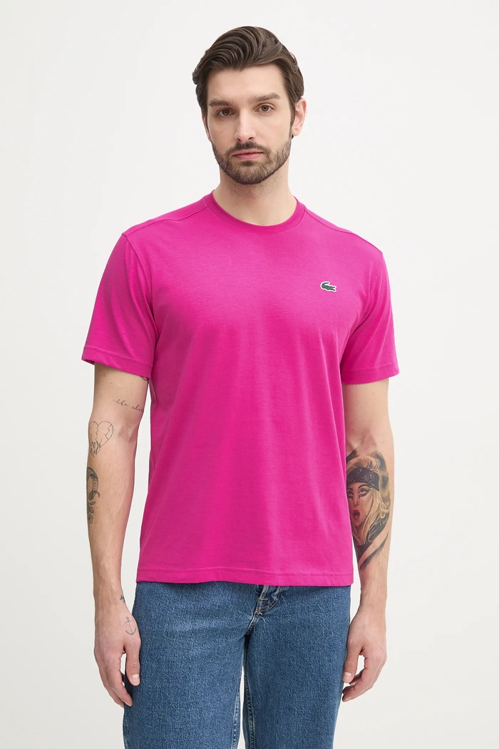 Lacoste t-shirt in cotone da uomo rosa TH7618