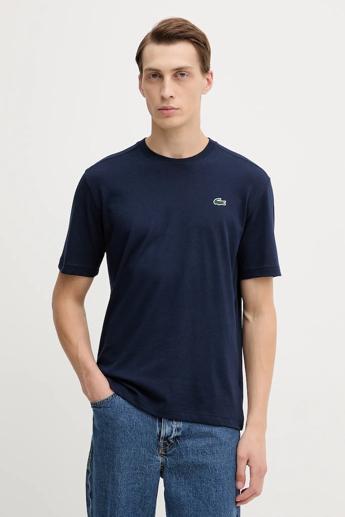 Lacoste T-shirt ανδρικό βαμβακερό απλό σκούρο μπλε TH7618