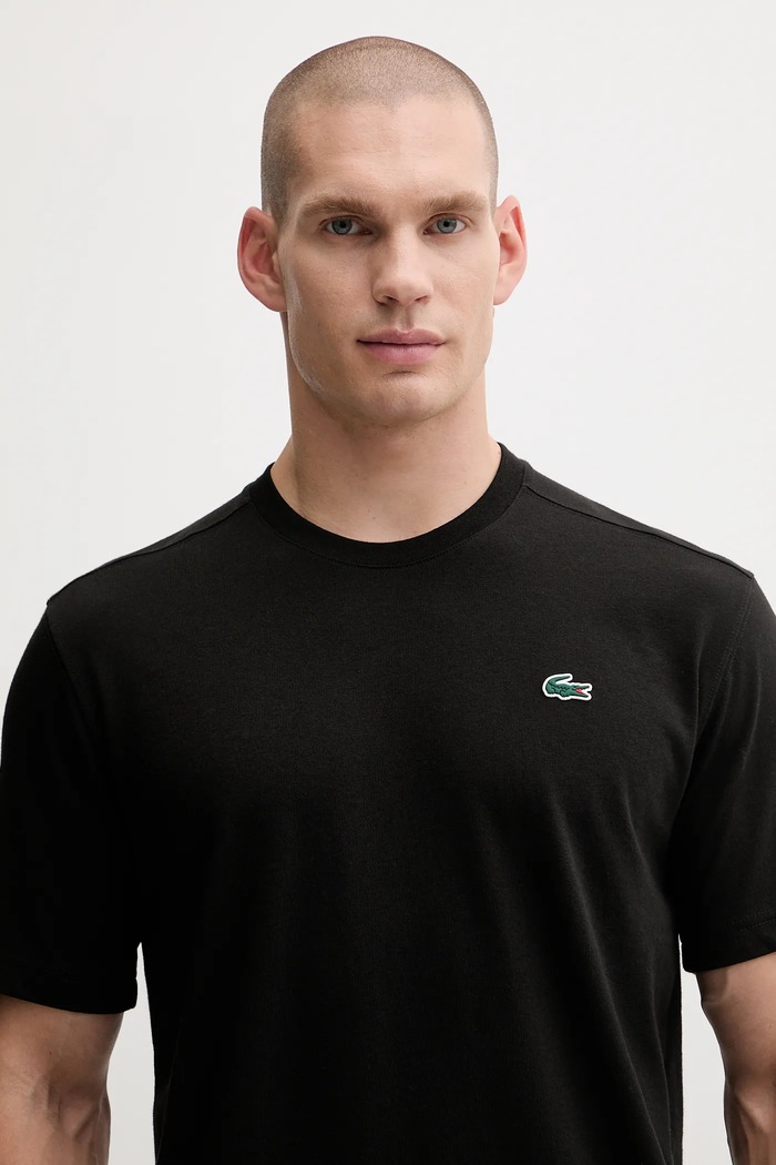 Lacoste t-shirt Ανδρικό βαμβακερό μαύρο TH7618