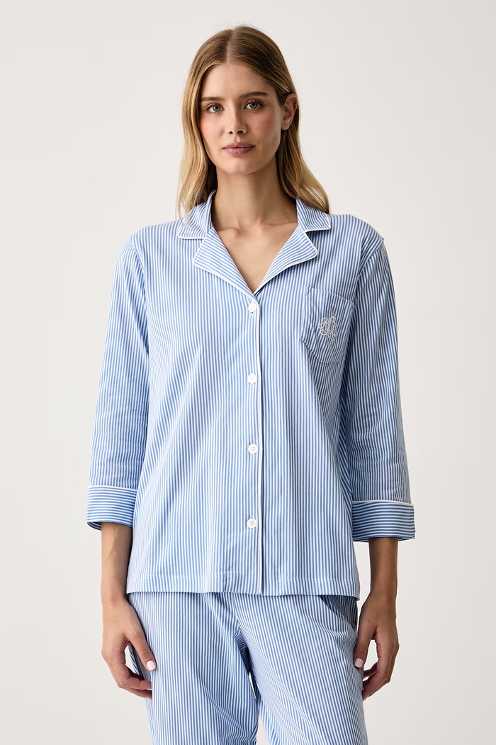 Lauren Ralph Lauren Piżama dwuczęściowa damska bawełniana I819702 niebieski AA00