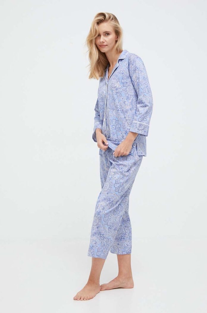 Lauren Ralph Lauren Pamučna pidžama Lauren Ralph Lauren plava I819702