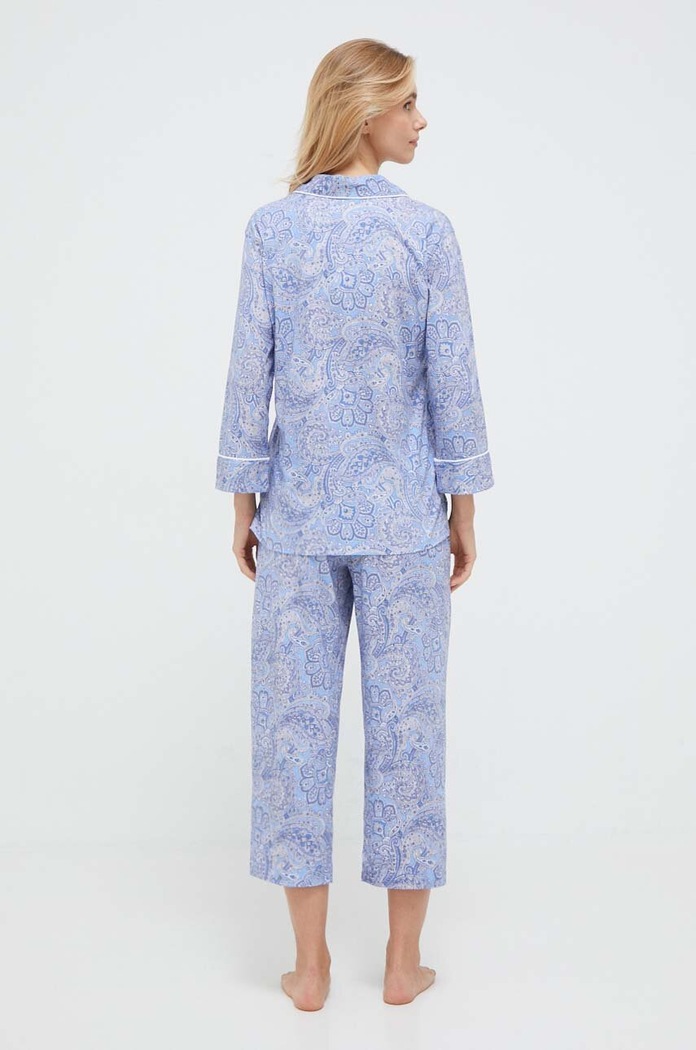 Pamučna pidžama Lauren Ralph Lauren Lauren Ralph Lauren I819702 plava