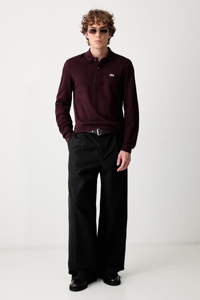 Lacoste longsleeve męski bawełniany L1312 bordowy SS26