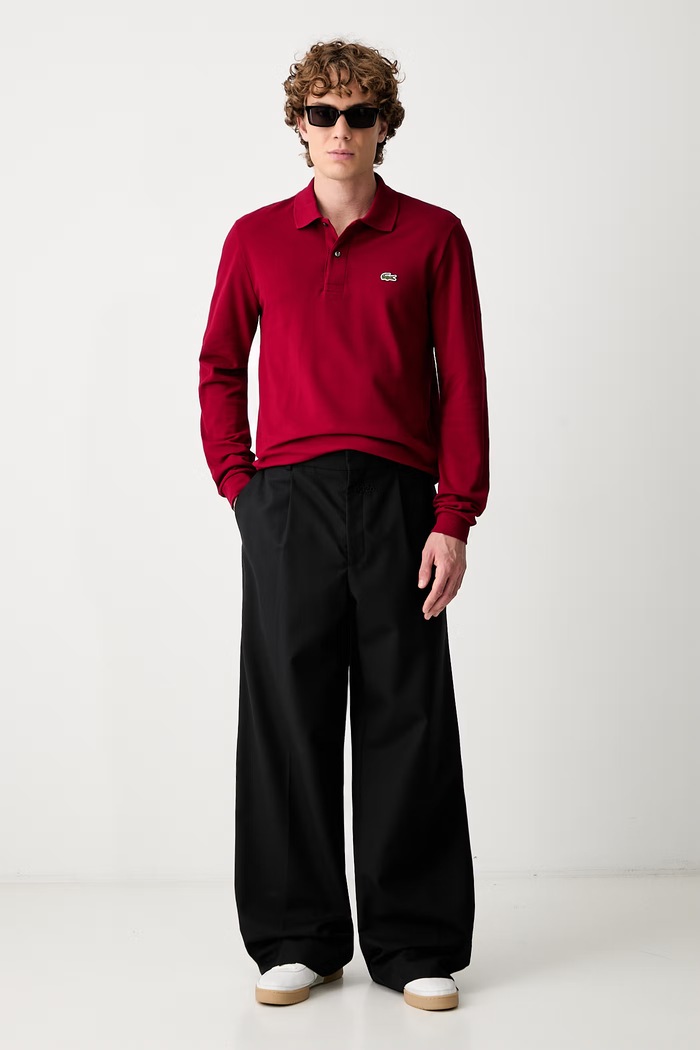 Lacoste longsleeve męski bawełniany L1312 bordowy SS26