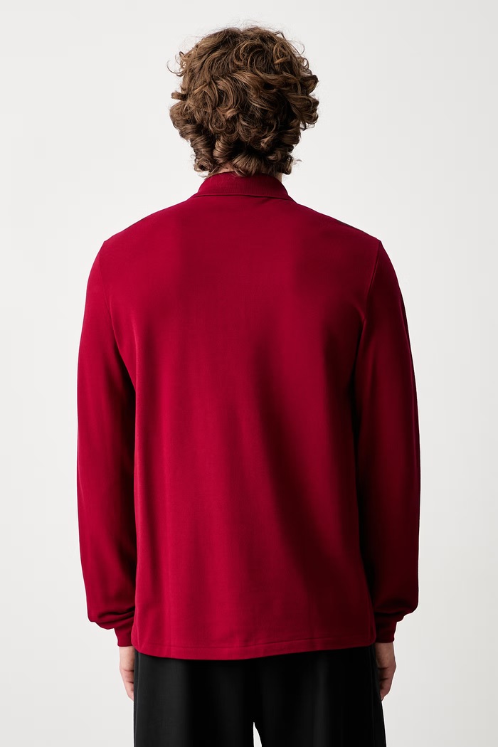 Odzież Lacoste longsleeve męski bawełniany L1312 bordowy