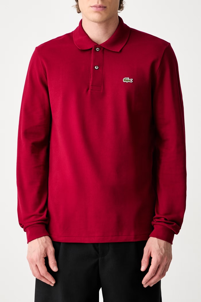 Lacoste longsleeve męski bawełniany L1312 bordowy