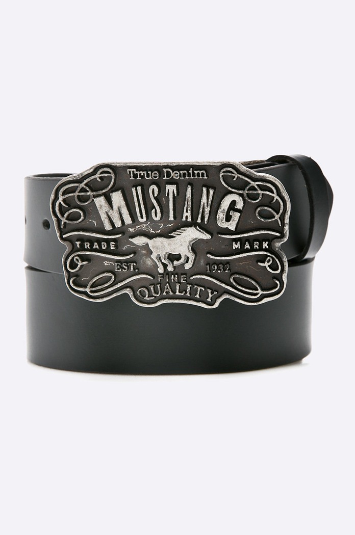 Mustang - Pasek skórzany czarny MG2017R01.0791