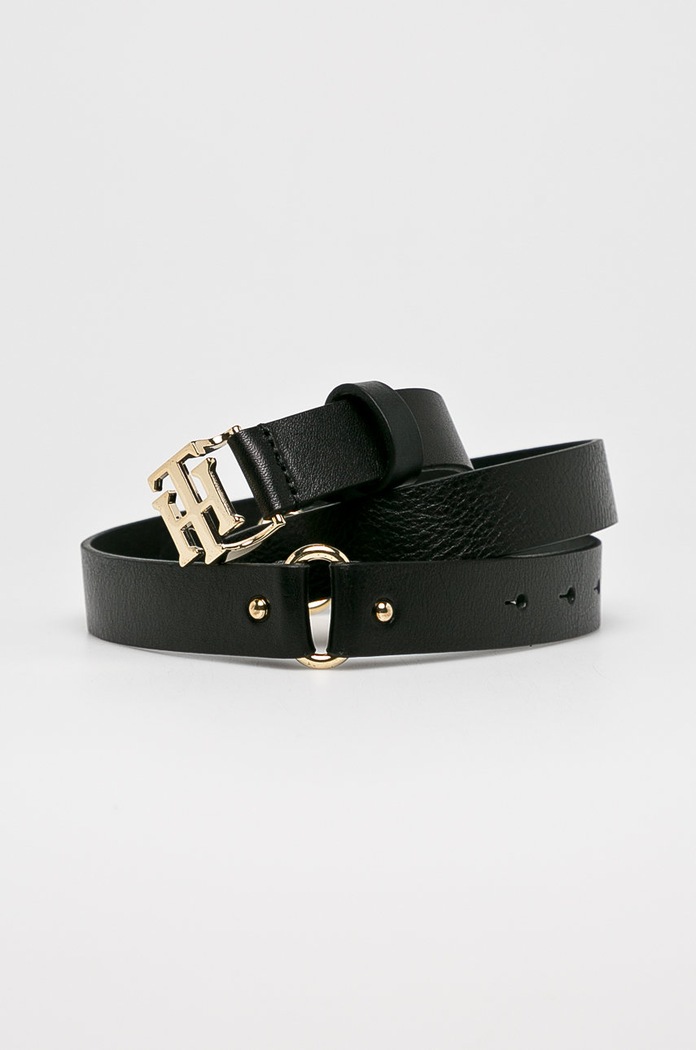 Tommy Hilfiger - Kožený opasok čierna AW0AW05882