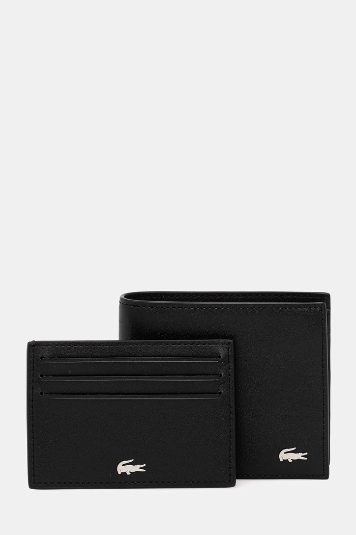 Lacoste - Δερμάτινο πορτοφόλι μαύρο NH2505FG