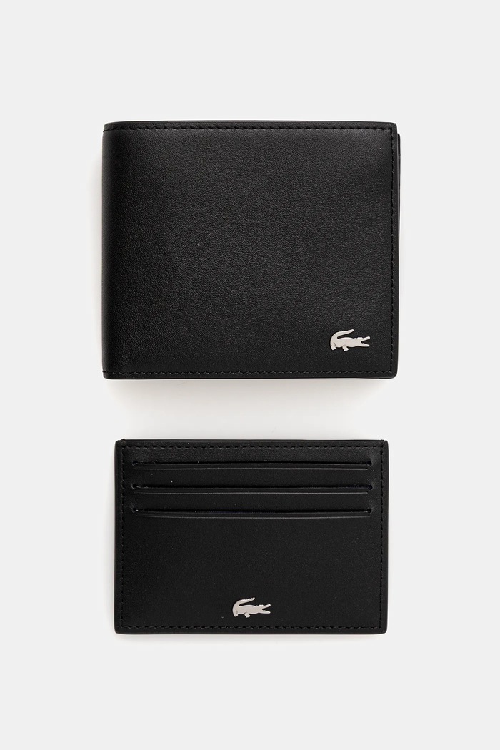 Lacoste - Δερμάτινο πορτοφόλι μαύρο NH2505FG