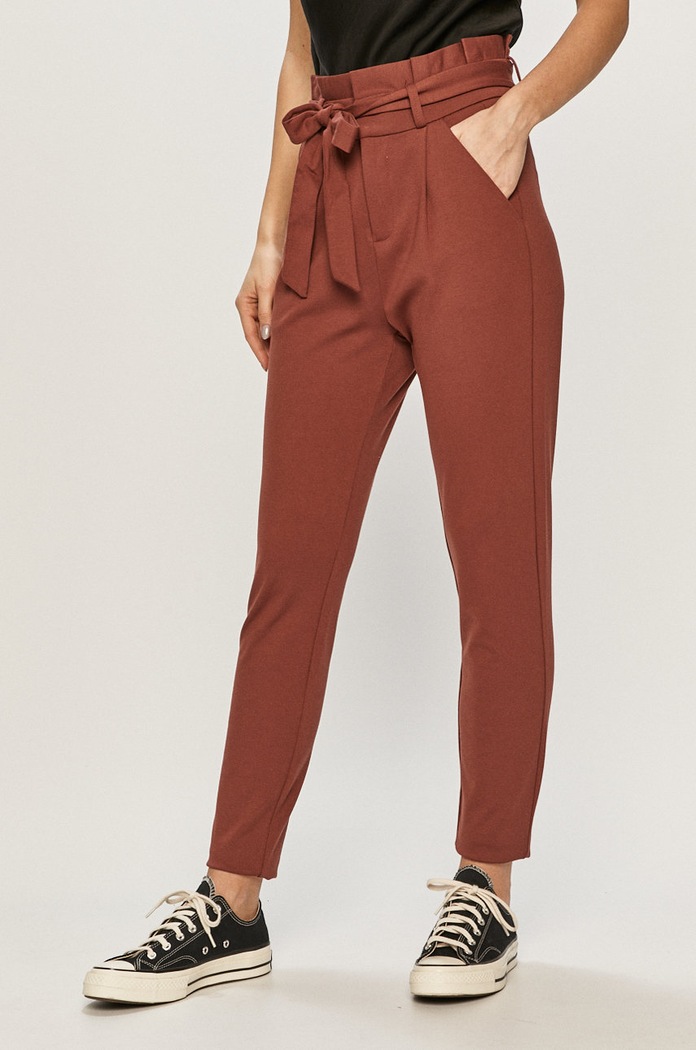 Nohavice Vero Moda s elastanom hnedá 10205932