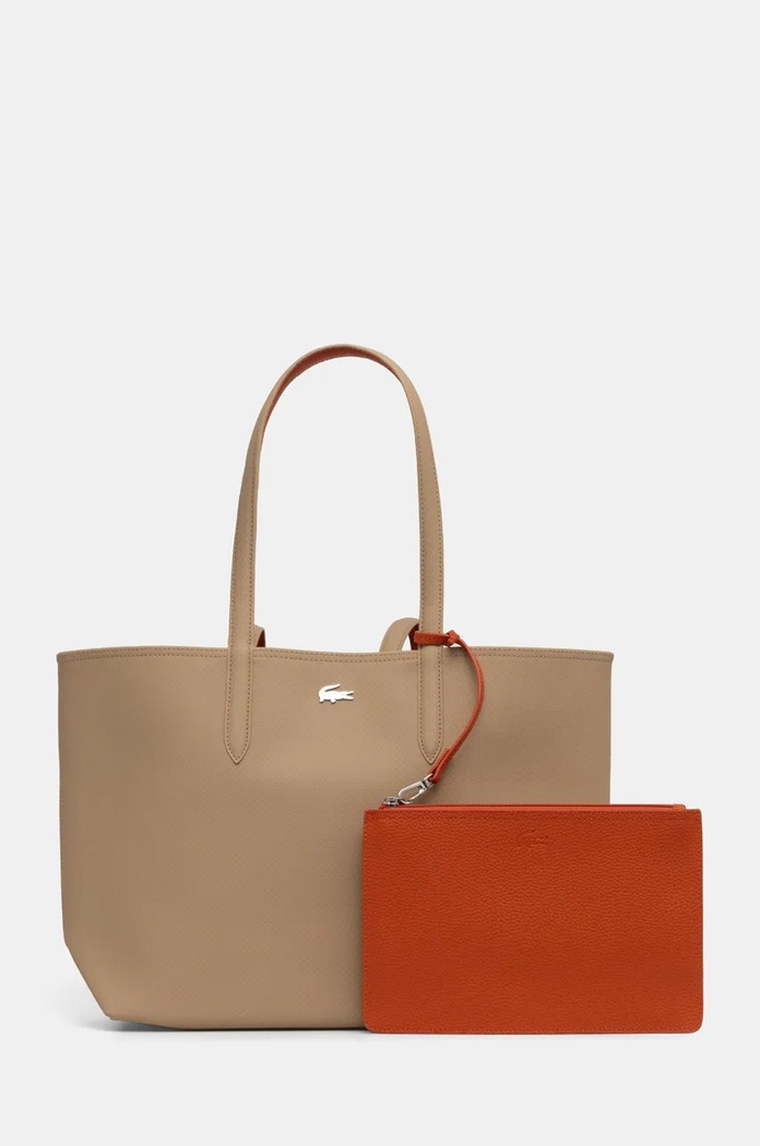 Lacoste handbag faux grain leather beige NF2142AA