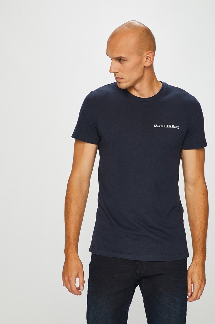 Calvin Klein Jeans - Pánske tričko jednofarebný tmavomodrá J30J307852
