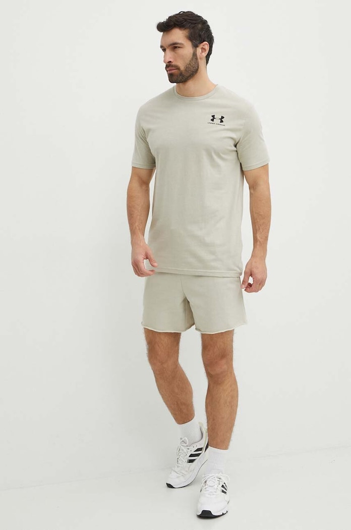 Under Armour tréningové tričko pánske s bavlnou SPORTSTYLE LEFT CHEST 1326799 zelená SS26