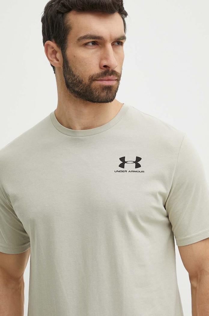 Under Armour tréningové tričko pánske s bavlnou SPORTSTYLE LEFT CHEST zelená 1326799