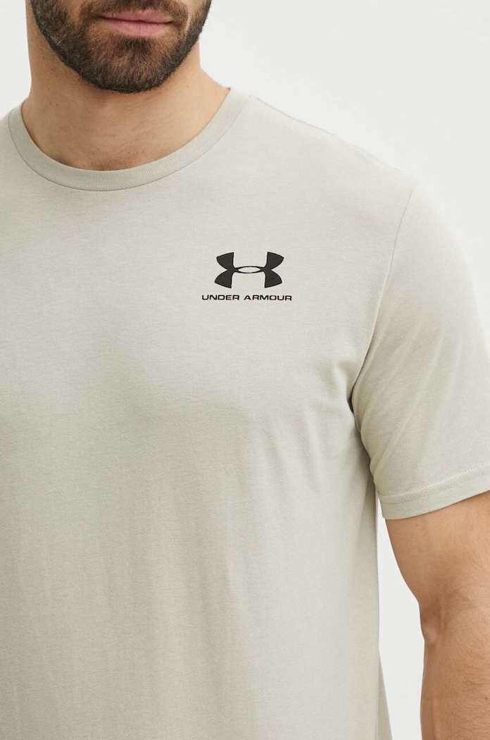 Under Armour tréningové tričko pánske s bavlnou SPORTSTYLE LEFT CHEST 1326799 zelená