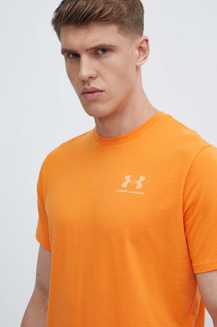 Under Armour T-shirt treningowy męski z bawełną SPORTSTYLE LEFT CHEST regular pomarańczowy 1326799