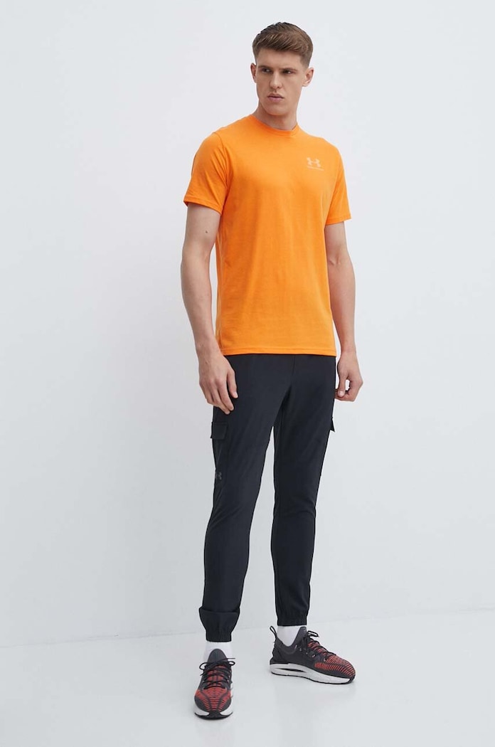 Under Armour T-shirt treningowy męski z bawełną SPORTSTYLE LEFT CHEST 1326799 pomarańczowy SS26