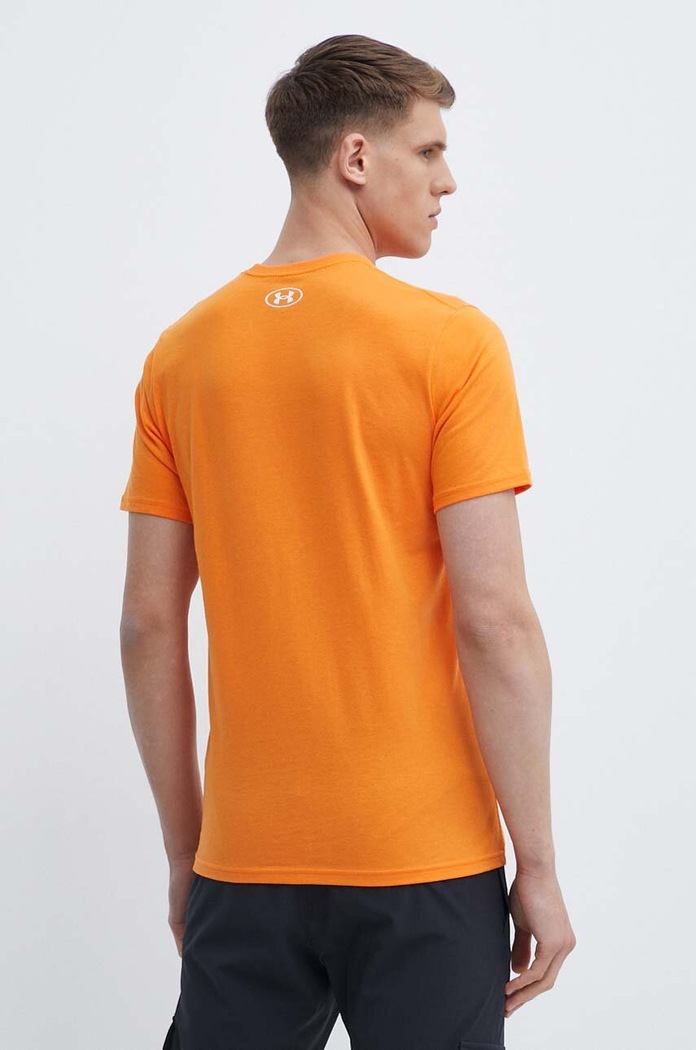 Odzież Under Armour T-shirt treningowy męski z bawełną SPORTSTYLE LEFT CHEST 1326799 pomarańczowy