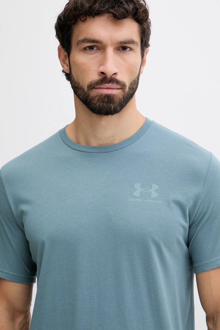 Under Armour T-shirt treningowy męski z bawełną SPORTSTYLE LEFT CHEST zielony 1326799