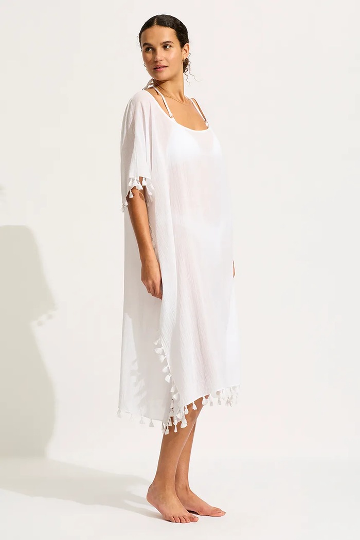 Seafolly - Plážový odev Amnesia Kaftan 53638.KA biela AW19