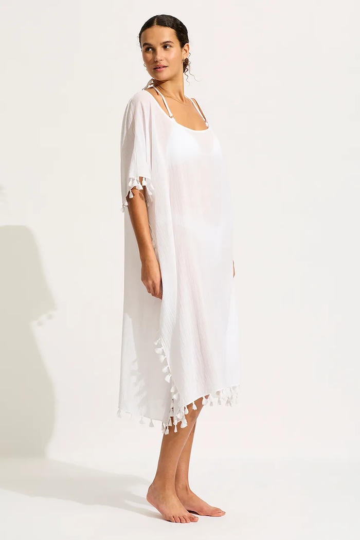 Seafolly - Plážový odev Amnesia Kaftan 53638.KA biela AW19