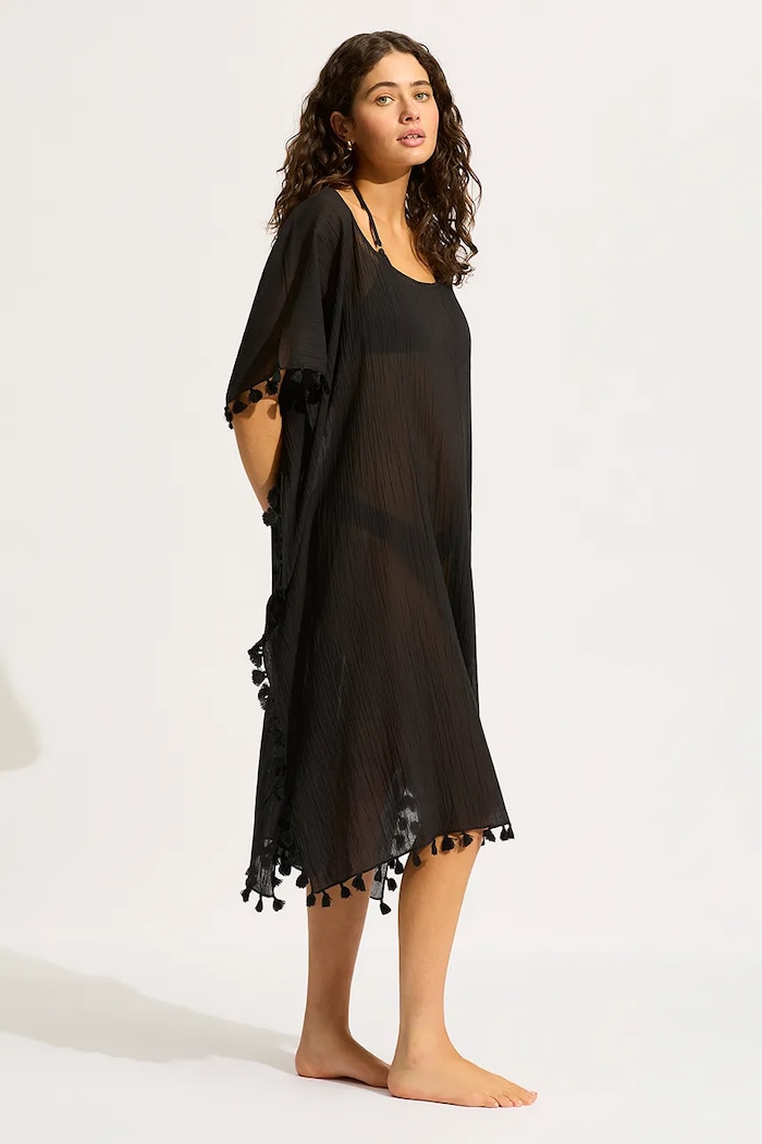 Seafolly - Plážový odev Amnesia Kaftan 53638.KA čierna AW19