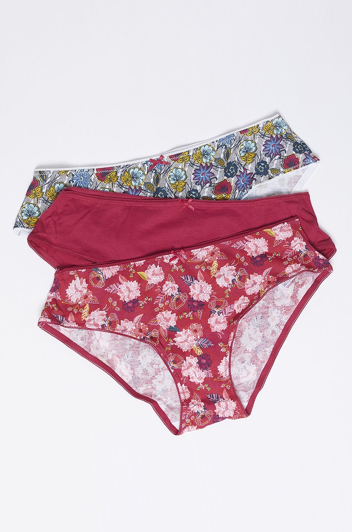 Etam - Nohavičky Cindy (3-pack) jednofarebný červená 650853973
