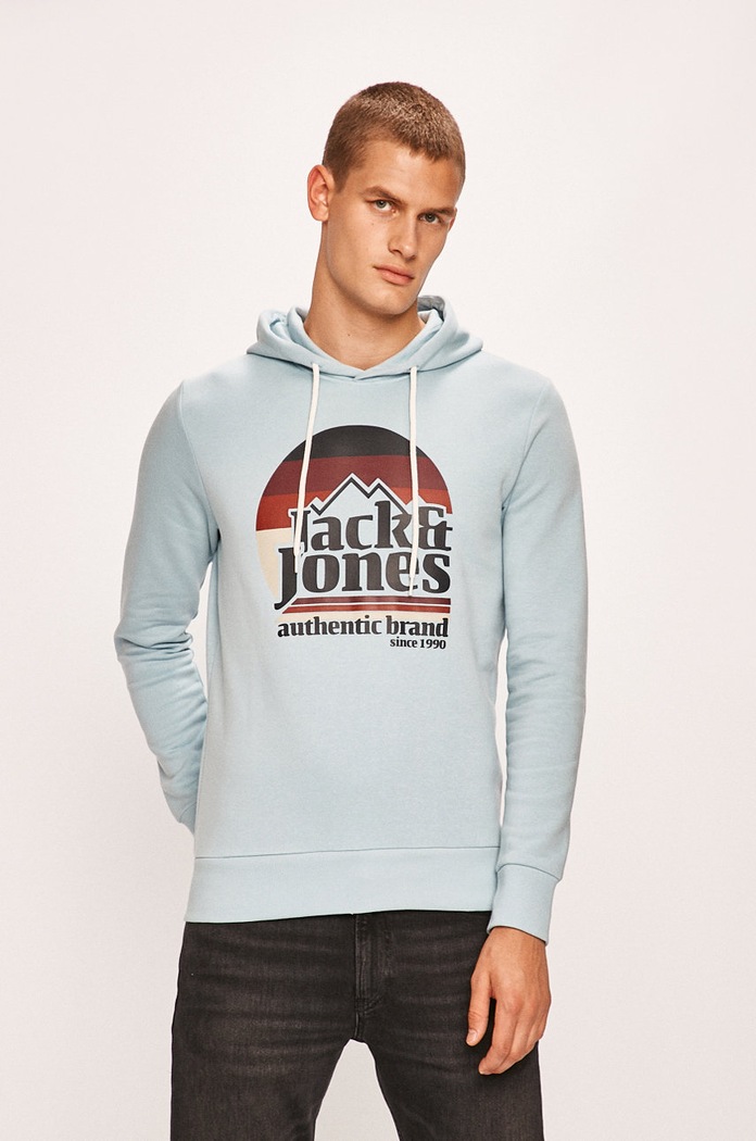 Jack & Jones - Bluza z kapturem niebieski 12160123