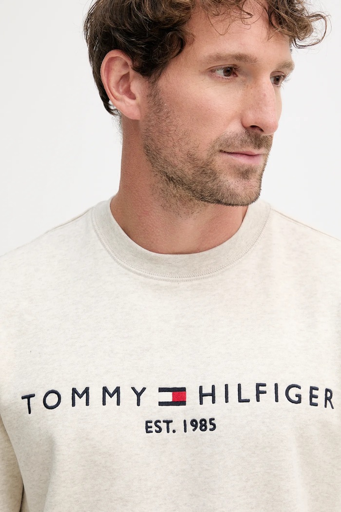 Oblečenie Tommy Hilfiger mikina pánska s bavlnou MW0MW11596 béžová