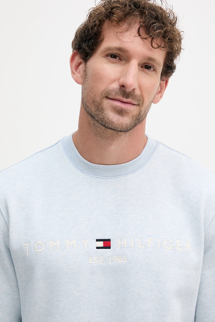 Îmbrăcăminte Tommy Hilfiger hanorac bărbătesc cu bumbac MW0MW11596 albastru