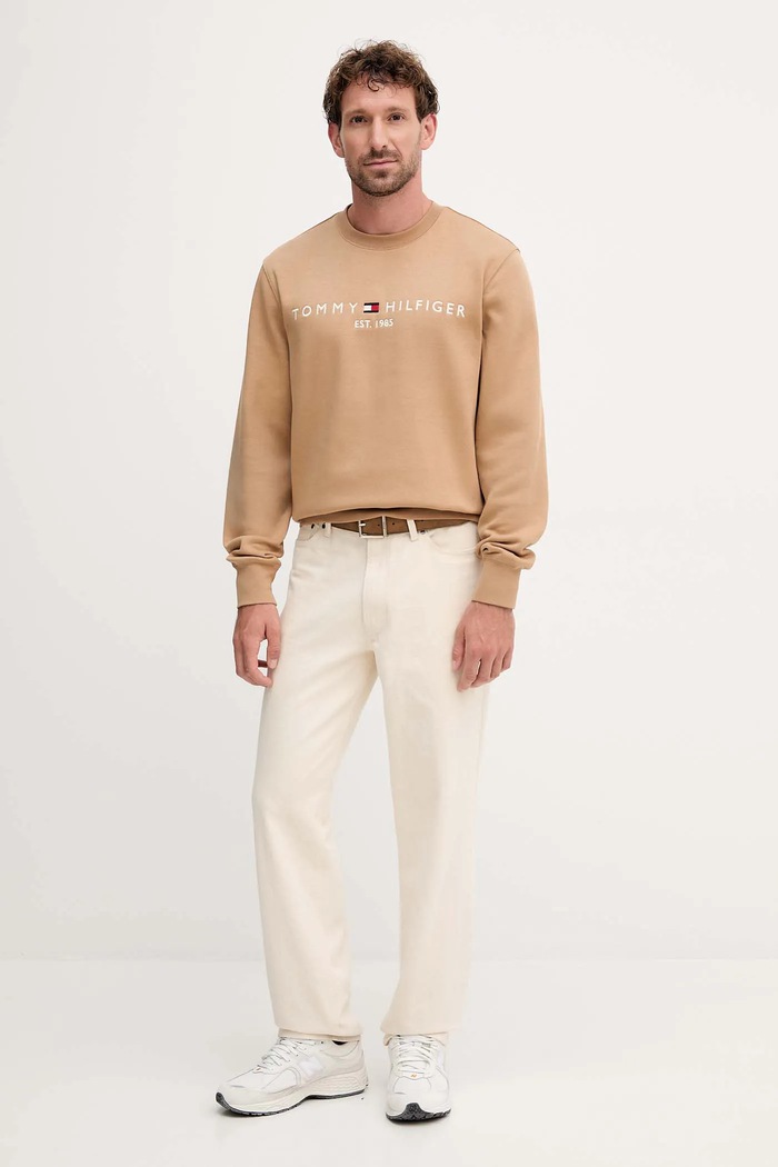 Tommy Hilfiger hanorac bărbați cu bumbac MW0MW11596 verde SS26