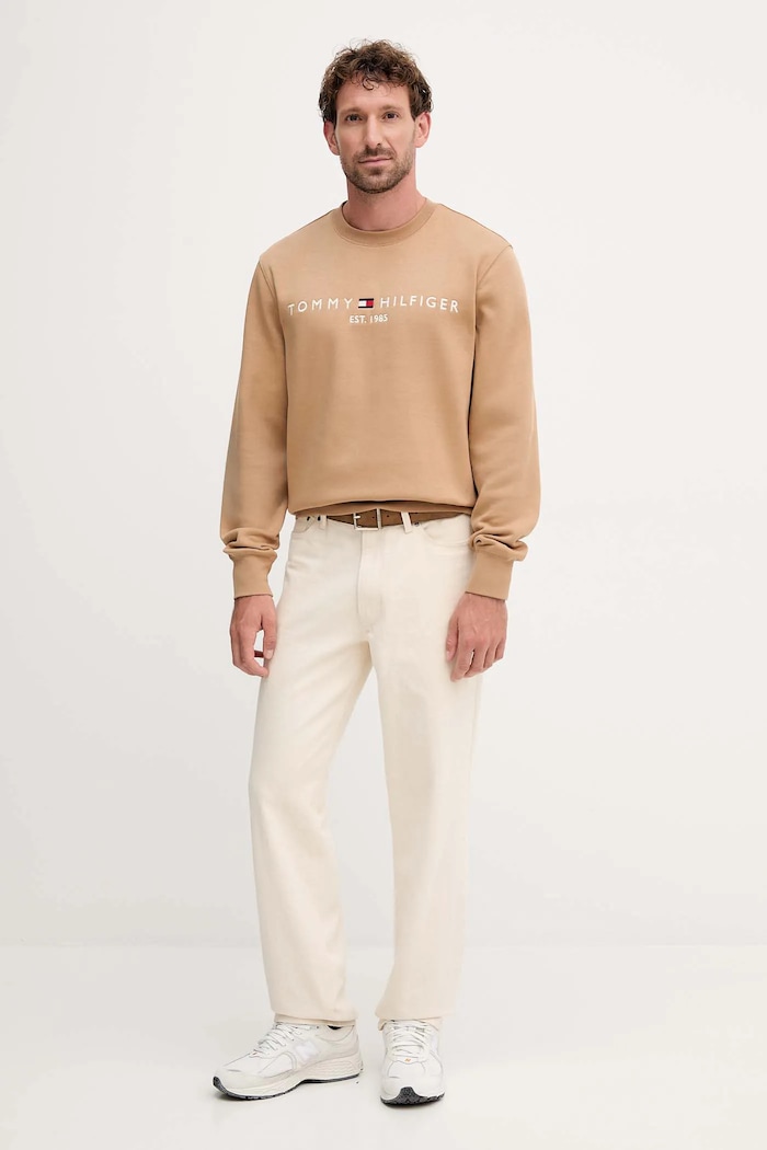 Tommy Hilfiger hanorac bărbați cu bumbac MW0MW11596 verde SS26
