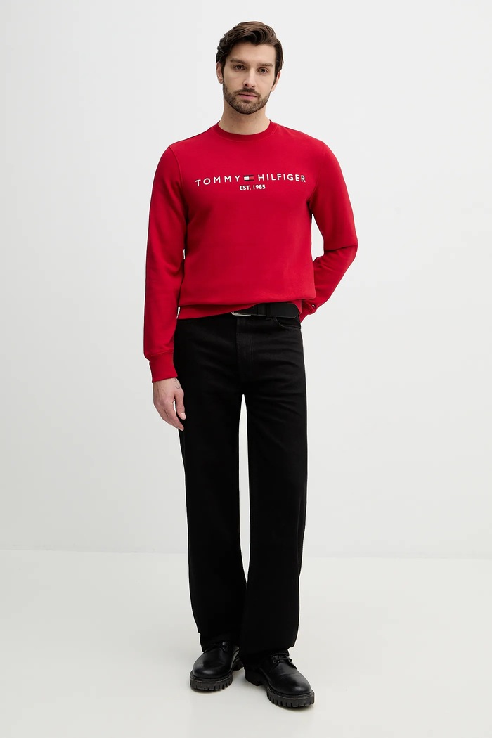 Tommy Hilfiger hanorac bărbătesc cu bumbac MW0MW11596 rosu SS26