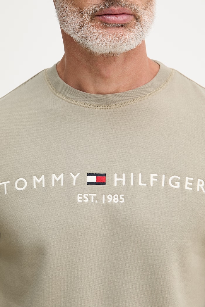 Tommy Hilfiger hanorac bărbătesc cu bumbac MW0MW11596 verde