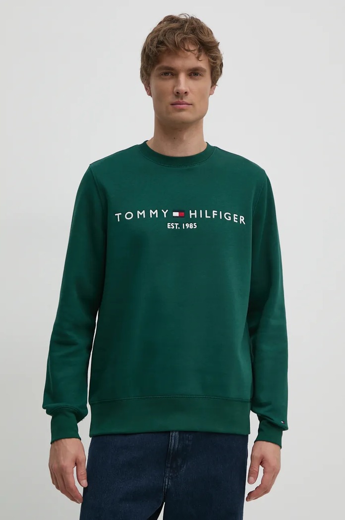 Tommy Hilfiger Μπλούζα ανδρική με βαμβάκι πράσινο MW0MW11596