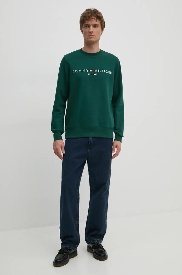 Tommy Hilfiger Μπλούζα ανδρική με βαμβάκι MW0MW11596 πράσινο SS26