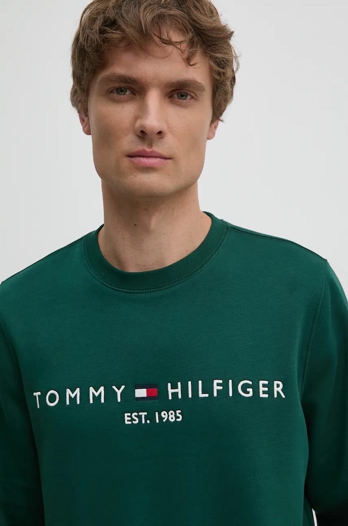 Μπλούζα ανδρική με βαμβάκι Tommy Hilfiger MW0MW11596 πράσινο