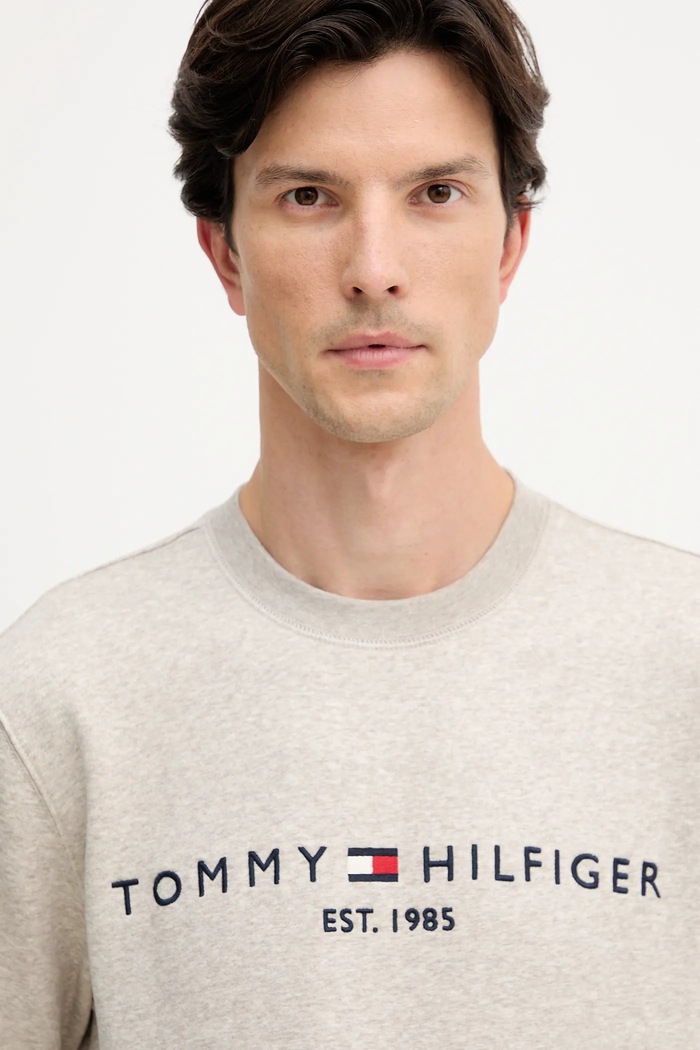 Tommy Hilfiger mikina pánska s bavlnou béžová MW0MW11596