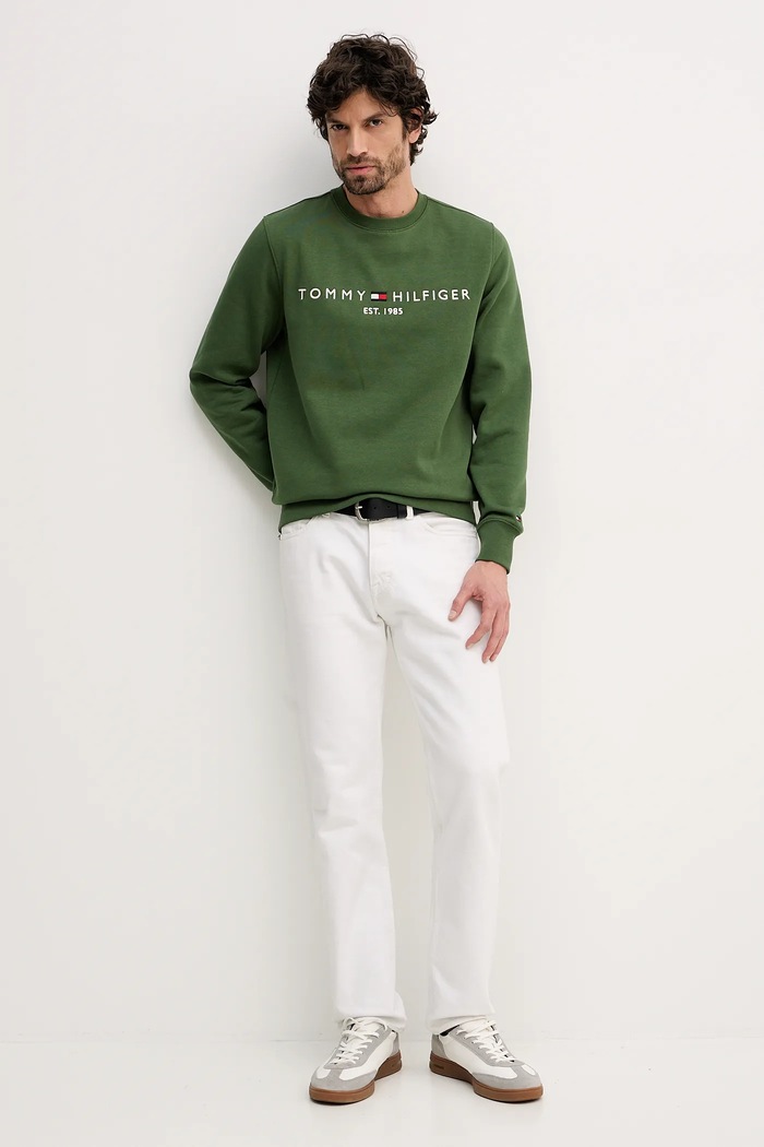 Tommy Hilfiger Hanorac bărbătesc cu bumbac MW0MW11596 verde SS26
