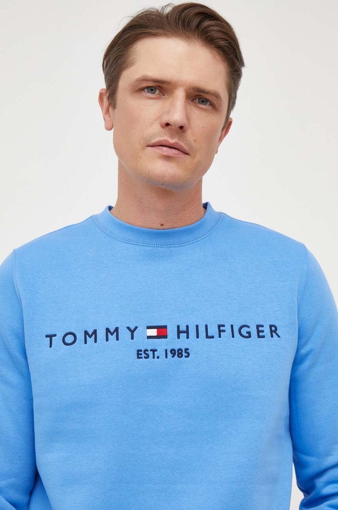 Tommy Hilfiger dukserica muška s pamukom plava MW0MW11596