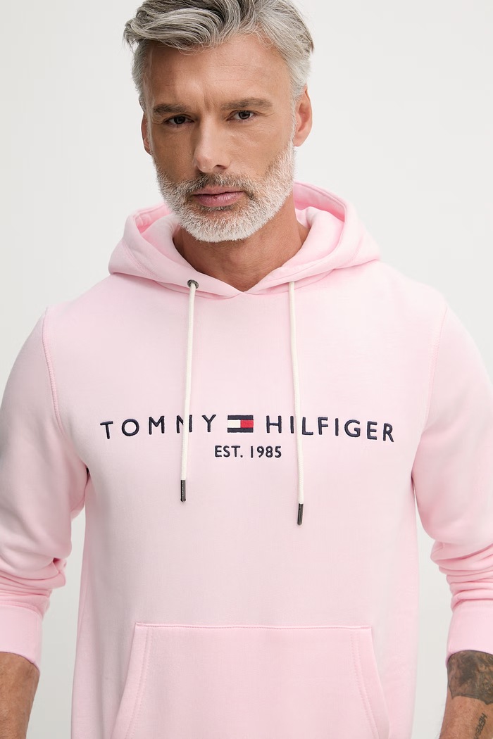 Tommy Hilfiger mikina s kapucňou pánska s bavlnou ružová MW0MW11599