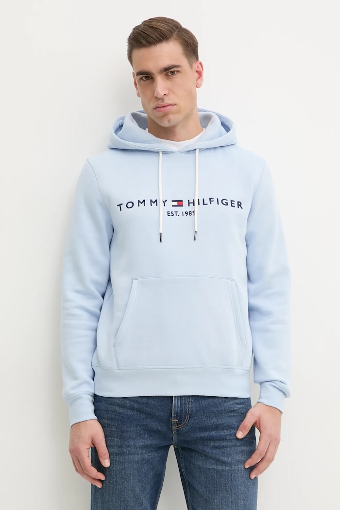 Tommy Hilfiger mikina s kapucí pánská s bavlnou modrá MW0MW11599