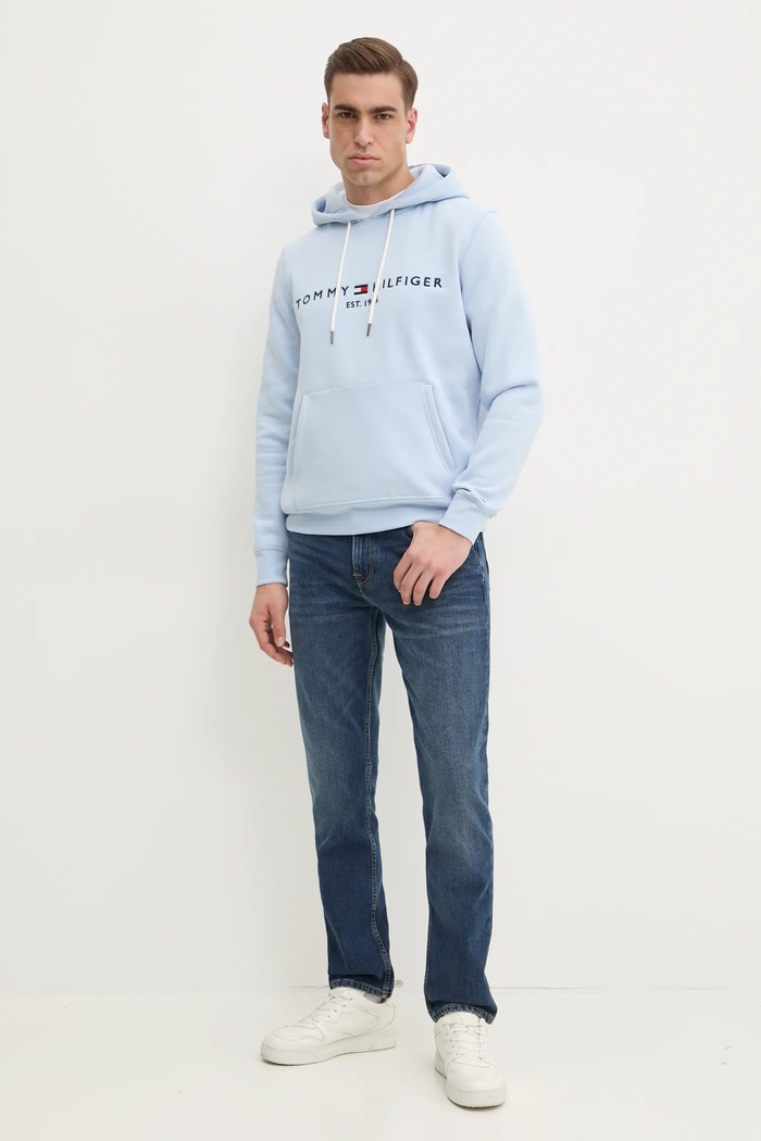 Tommy Hilfiger mikina s kapucí pánská s bavlnou MW0MW11599 modrá SS26
