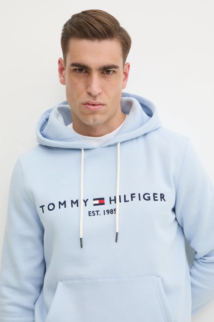 Tommy Hilfiger mikina s kapucí pánská s bavlnou modrá MW0MW11599