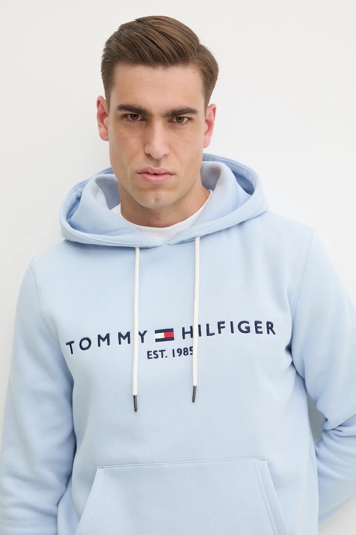 Tommy Hilfiger mikina s kapucí pánská s bavlnou modrá MW0MW11599