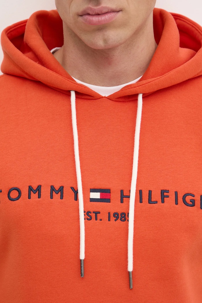 Tommy Hilfiger mikina s kapucňou pánska s bavlnou MW0MW11599 oranžová