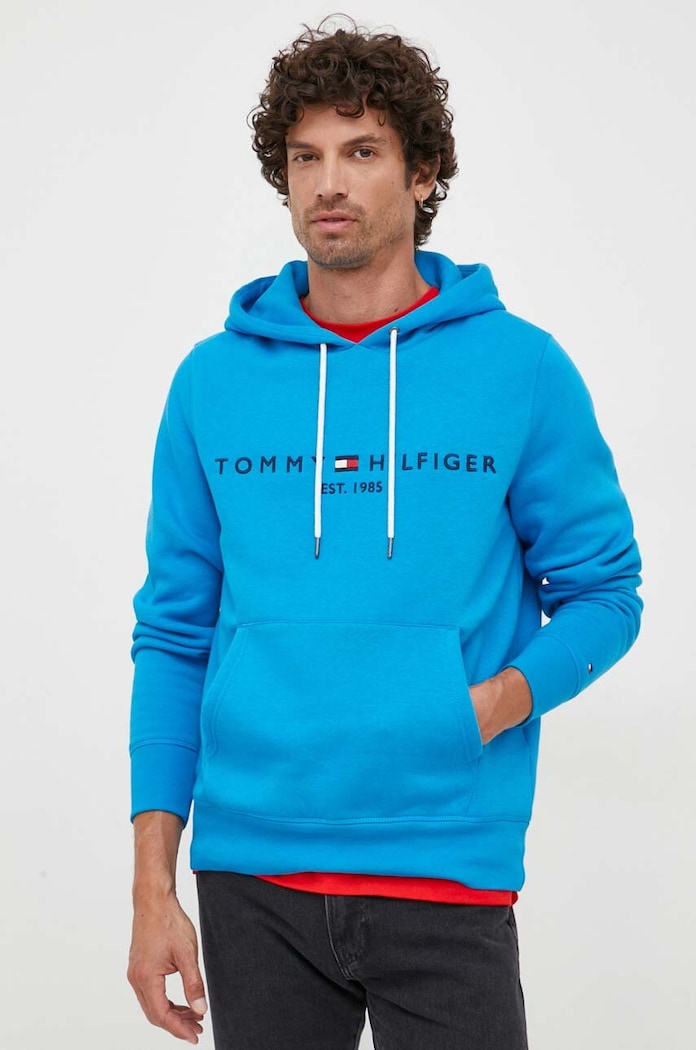 Tommy Hilfiger Dukserica sa kapuljačom muška s pamukom plava MW0MW11599